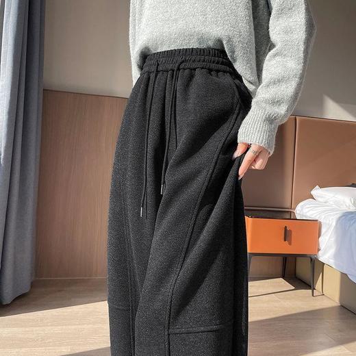 【加绒加厚高级醋酸人字纹羊毛香蕉裤】松紧腰香蕉裤宽松显瘦垂感直筒休闲百搭 商品图4