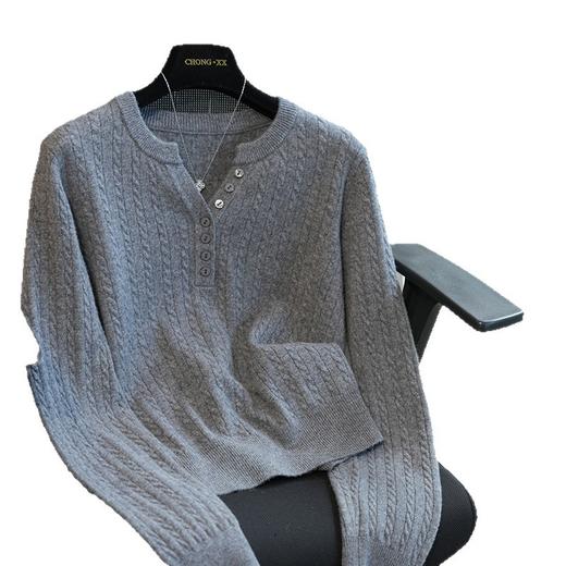 复古绞花！100绵羊毛宽松针织衫女短款毛衣外穿2025秋冬新款！ 商品图4