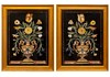 【已售】独角鹿西洋古董 19世纪意大利出品新文艺复兴风格古典陶瓶与繁花主题彩石硬石镶嵌装饰画一对 商品缩略图1