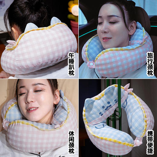 自然醒方巾喵格子驼峰U型枕QYL 商品图6