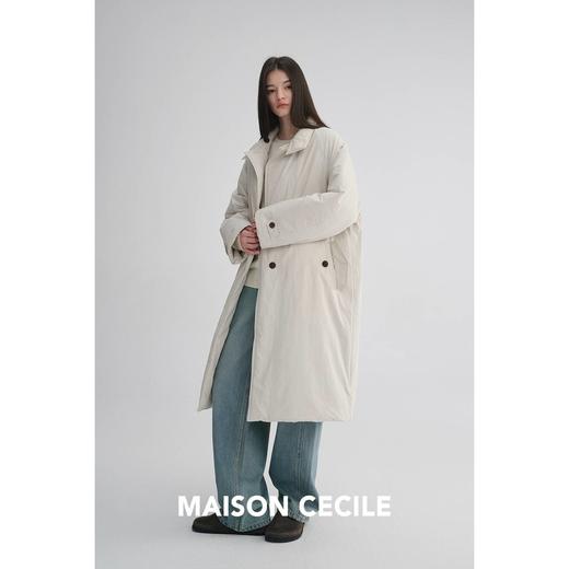 MAISON CECILE 秋冬温暖包裹感廓形百搭可立领长款纽扣棉服 商品图1
