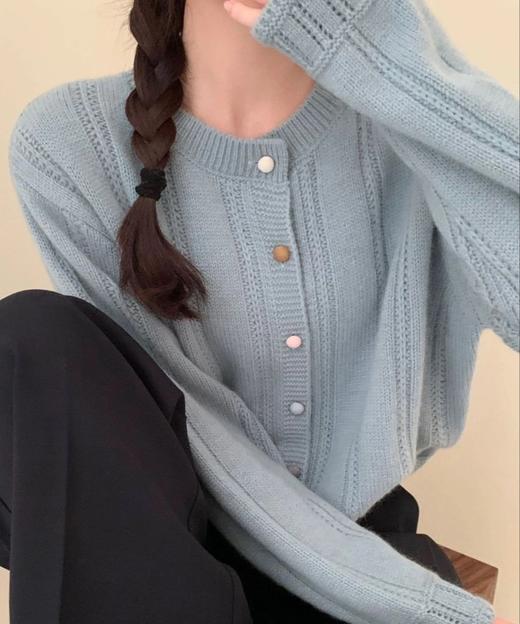 老米优品🎈3天左右发！《浣熊绒彩色扣子针织开衫》百搭毛绒感毛衣开衫，温柔色系减龄韩系~ 商品图1