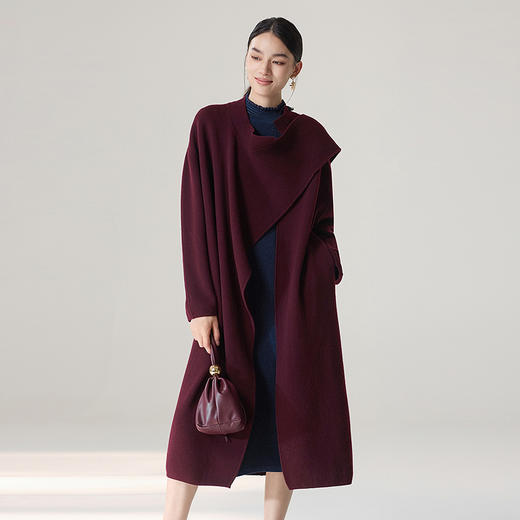 【林栖设计小店】优雅羊绒开衫不规则流苏百搭显瘦2025秋冬新款中长款大衣1954053 商品图1