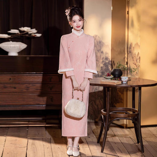 MYJ  加绒旗袍针织提花高级感保暖日常 商品图2