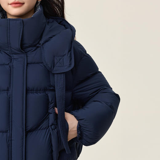 【年货节】熙世界巨好看的冬天鸭绒保暖格子拼接假两件连帽短款羽绒服外套女 商品图3