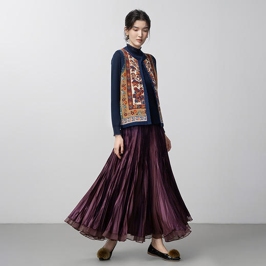 【林栖设计小店】新中式秋色鸳鸯毛织马甲提花钩花复古百搭2026春季新款毛衣外套女G1961202 商品图1