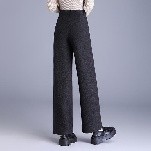 MYX毛呢加厚休闲长裤垂坠感修身时尚直筒裤2025年冬款窄版高腰阔腿裤 商品图2