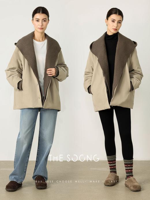 THESOONG|"灰调时刻"90白鹅绒可拆卸连帽松弛保暖羽绒服女HLYRF7820 商品图8