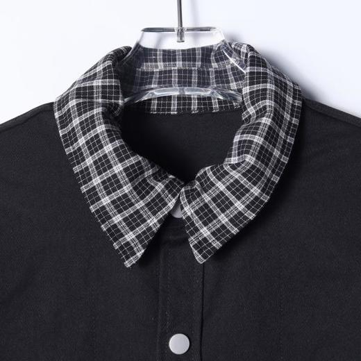 26178SDSA男士秋冬新款痞帅男装高街拼接格子翻领假两件衬衫百搭时尚 商品图2