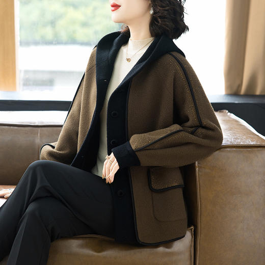 妈妈秋装针织外套洋气时尚2025新款50岁中老年女秋冬加厚呢子大衣 商品图3