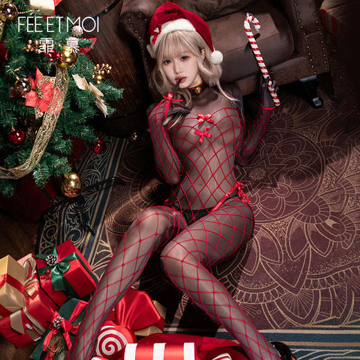 【情趣内衣】霏慕 雪夜甜心透肤开裆圣诞装6137 商品图5