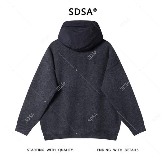 69027SDSA男士秋冬新款痞帅男装潮牌拼接抽绳连帽毛衣慵懒风百搭针织衫 商品图5