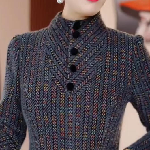 QYM 99H265-Y时尚仿貂绒连衣裙厚款时尚弹力包臀裙 商品图3