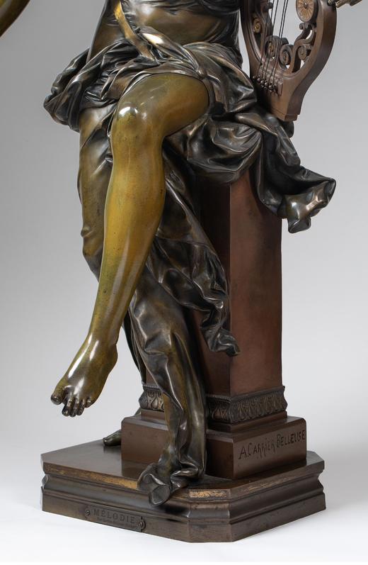 独角鹿西洋古董 19世纪中期法国雕塑名家Albert Ernest Carrier Belleuse设计出品青铜人物雕塑《旋律》 商品图5