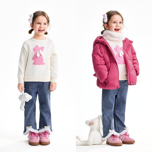 【实体店同款】女童全腰牛仔长裤冬季新款安奈儿童装XG546009 商品图3