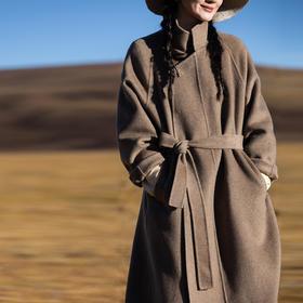 牧衣游原创 进口山佰分佰羊绒长外套通勤极简中式风毛呢外套 群山