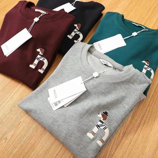 D102033秋冬新款休闲圆领上衣T恤男纯色通勤长袖卫衣 商品图2