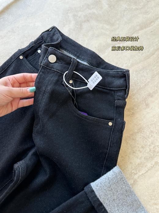 ER*同款秋冬款抓绒棉质弹力翻边直筒牛裤 商品图10