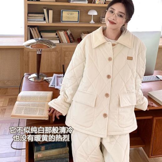 【冬季情侣三层夹棉棉袄】加厚保暖简约轻奢可外穿男女家居服冬两件套 商品图2