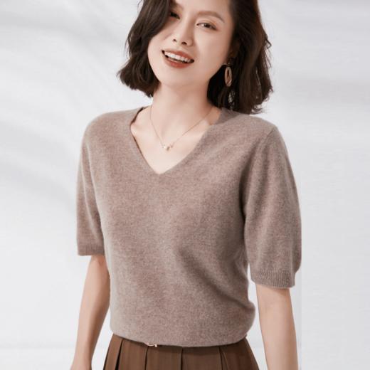【特卖】【100%羊毛V领+圆领可选】精美丽诺羊毛圆领V领针织短袖 商品图0