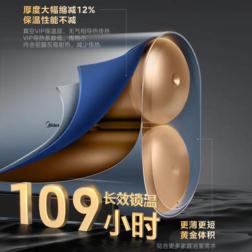 美的家用超薄扁桶电热水器节能速热免换镁棒60升小型大容量双胆 商品图2