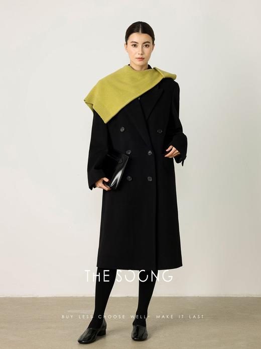 THESOONG|‘十年廓形‘高支羊绒顺毛呢黑色双排扣大衣外套女HBDY7281 商品图4
