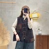 冬季新款复古印花马甲新中式盘扣无袖背心女民族风背心坎肩 商品缩略图5