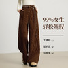 【10/23新品】熙世界复古风棕色100%棉灯芯绒阔腿裤女秋冬高腰宽松直筒休闲长裤 商品缩略图2