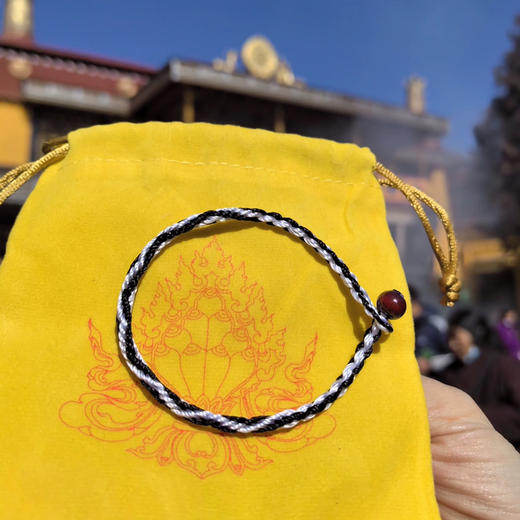 西藏拉萨扎基九眼绳粗线编九眼不灭长寿金刚绳传统黑白色 商品图6