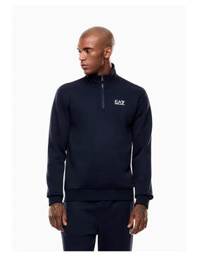 原单正品阿玛尼EA7/秋季新款男士立领加绒半拉链套头休闲卫衣，