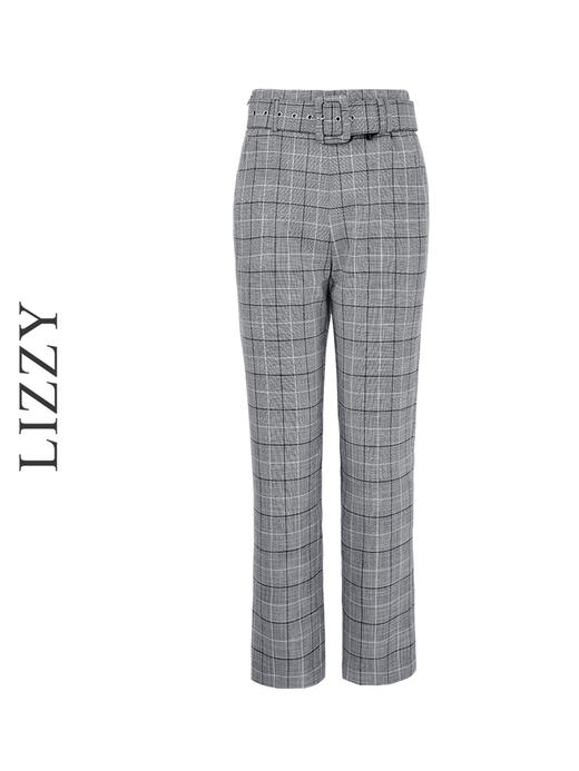 LIZZY 英伦风格纹西装裙型衣摆外套+裤子套装（配腰带）7367 商品图10