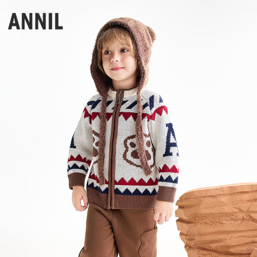 【实体店同款】男童长袖针织开衫冬季新款安奈儿童装XB544020 商品图0