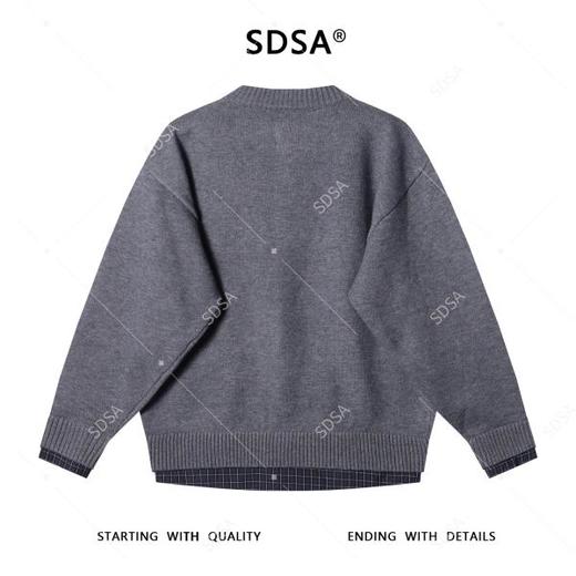 SDSA男士秋冬新款痞帅男装韩版下摆拼接开衫毛衣休闲针织衫百搭 商品图5