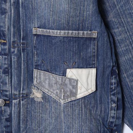 SDSA男士秋冬新款痞帅男装美式设计感口袋磨破翻领牛仔夹克外套 商品图2