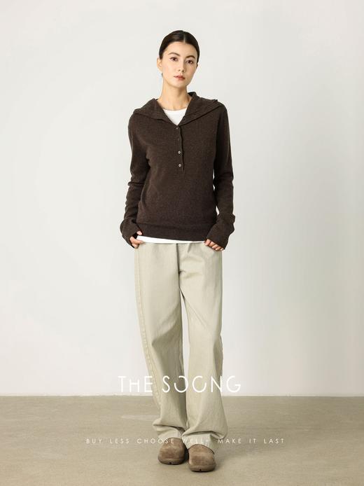 THESOONG|德国进口机织羊毛羊绒高密定染纽扣连帽毛衣女HWMY8004 商品图1