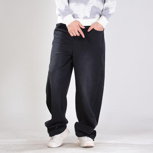 DRONKOO 2025 抽绳松紧腰前斜破缝毛边喷色中厚卫裤长裤 商品图1