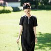 西子/陈檀老料冠乐绉非遗香云纱桑蚕丝织金边连衣裙/CQTJ268 商品缩略图0