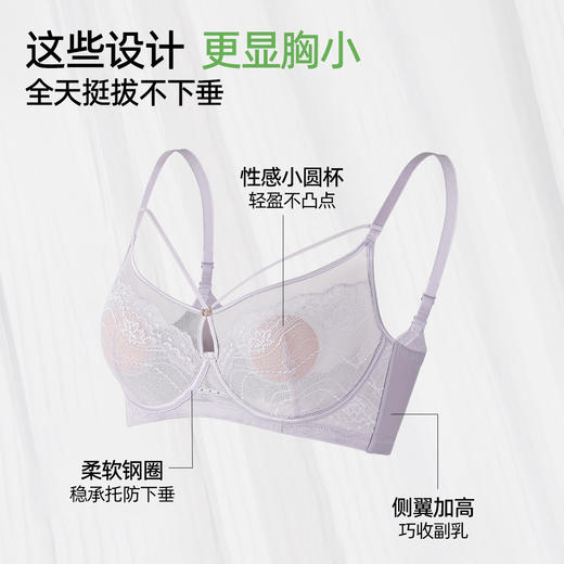 【商场同款】熳洁儿大胸显小文胸超薄水晶杯性感蕾丝交织带梦中舞会25701307 商品图2