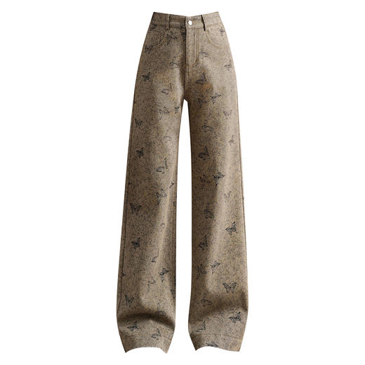 MYX垂坠感印花长款拖地裤加绒保暖遮胯显瘦阔腿裤2025冬款大码休闲裤 商品图4