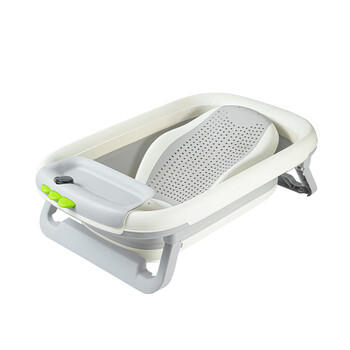日康（rikang）婴儿洗澡盆 折叠盆宝宝智能感温洗浴盆带浴床+置物架X1045-3 灰色 商品图6