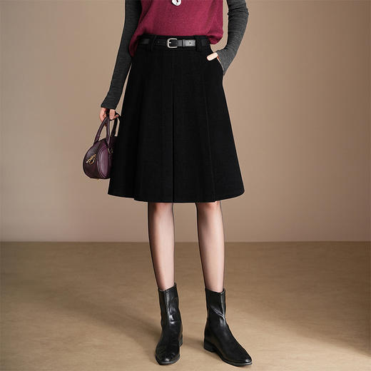 MYX垂坠感百褶A字裙小个子通勤时尚伞裙2025年冬款显瘦高腰半身裙 商品图1