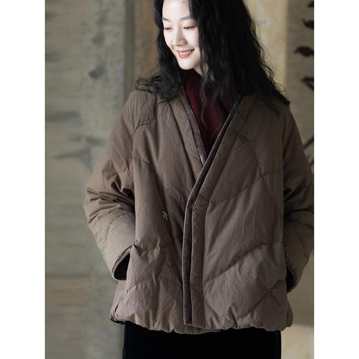 牧衣游原创 净色纯棉高蓬松红嘴雁绒羽绒外套宽松保暖羽绒服 徐风 商品图1