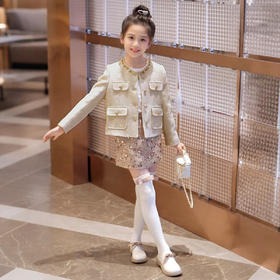 千金小香风外套  亮片粗花呢半裙