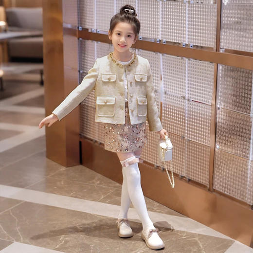 千金小香风外套  亮片粗花呢半裙 商品图0