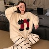 【趣味半边绒】2025冬季新款睡衣女半边绒加厚卡通圆领休闲可外穿保暖家居服套装 商品缩略图0