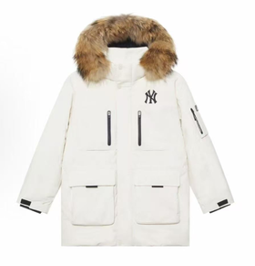 优选丨MLB毛领二代中长款鹅绒服毛领工装连帽（爆单预售3-5天）