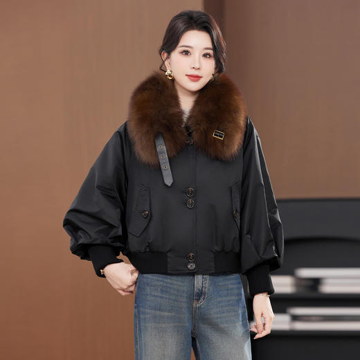 TC 2395狐狸毛领外套洋气时尚毛领保暖鹅绒羽绒 商品图3