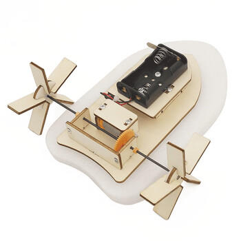 维尼小象diy手工科技小制作电动明轮船模型小学生科学实验男生男孩玩具 商品图3