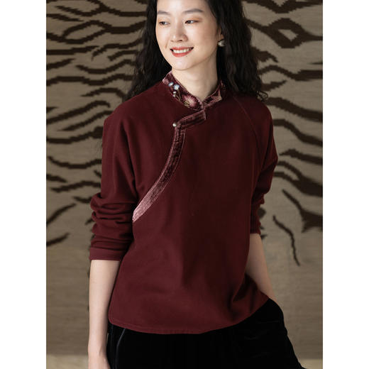 牧衣游原创 机绣棉质套头衫冬柔软亲肤复古文艺百搭宽松上衣 舟遥 商品图2