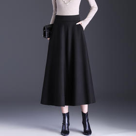 MYX毛呢加厚通勤修身蓬蓬裙垂坠感百褶大摆裙2025冬款高腰显瘦半身裙